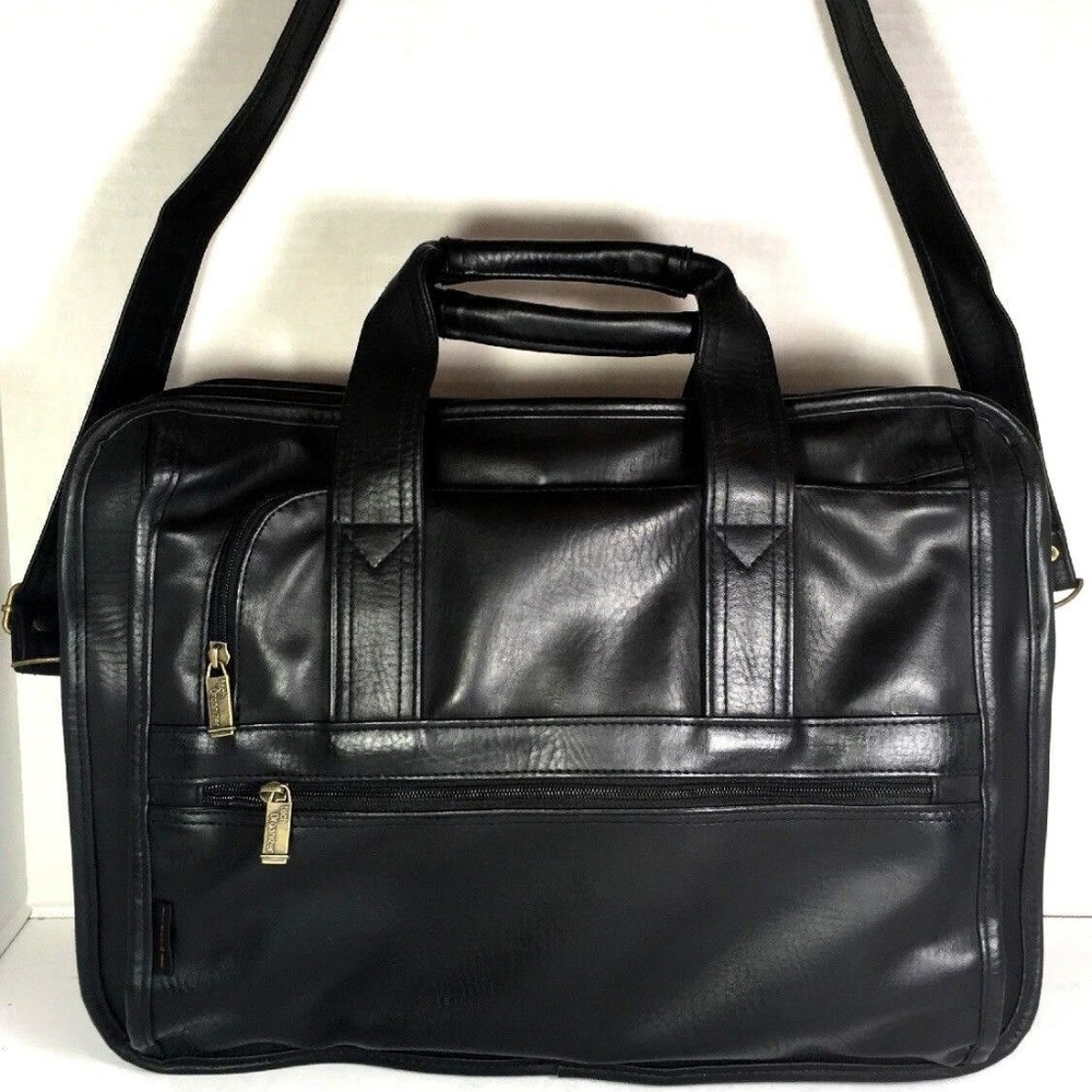 HIT Tech Laptop Briefcase Black Faux Leather